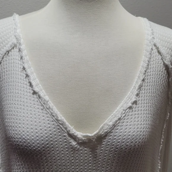 We The Free Free People Womens Extra Small Bohemian Casual V-Neck Waffle Top - Picture 3 of 12